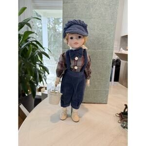 House Of Lloyd 16” Jack Porcelain Doll Vintage New In Box Blue Boy Pail